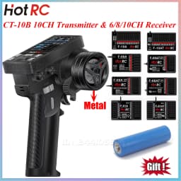 HotRC CT10B 10CH Channel Transmitter CT-10B 2.4G Remote Control 18650 Battery F-10A F-01A 6/8/10CH Gyro Receiver for RC Car Boat