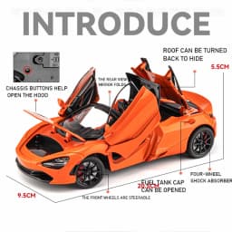 1/24 Scale 720S Racing Sports Car Alloy Model Toy Diecast Vehicle Metal Fast Furious Sound Light Collect Kid Birthday Gift Deco