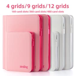 For PTCG Premium Zipper 4 9 12 Pocket PU Card Binder Aesthetic Pink White Album Trading Card Collection Fan Photo Storage Folder