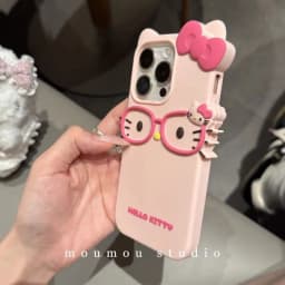 New Creative Anime Pattern Cat 3D Glasses Cat Silicone Phone Case for iPhone 17 Pro Max 16 15 Plus 14 13 Soft Case Girls Gift