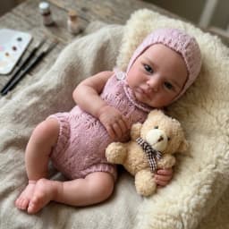 Aizwa1 13 Inch Loulou Bebe Reborn De Silicon Girl Doll Open Eyes Bald, Choose Pink or White Dress Toy