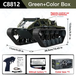 C8812/ C8812 MAX LED Light Full Scale Tracked Tank Simulation Model Toy RC Car Drift Remote Control Off-Road Vehicle for Kids