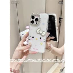Cute cartoon Cat Pattern Shiny Crystal iPhone Case 17 16 13 14 15 Pro Max Plus Transparent Protective Case for Girls as a Gift