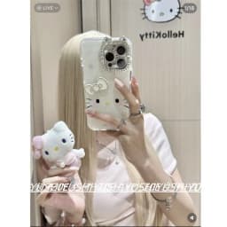 Cute cartoon Cat Pattern Shiny Crystal iPhone Case 17 16 13 14 15 Pro Max Plus Transparent Protective Case for Girls as a Gift