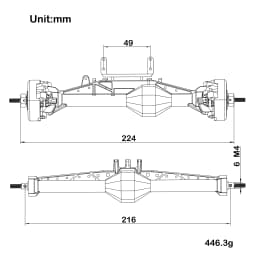 MEUS RACING 1/10 Nylon ISO Stright Axles with Front Axle Counterweight for Axial Capra II SCX10 II and Other DIY 1/10 RC Crawler