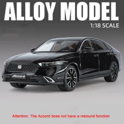 1:18 Mustang GT500 Accord Alloy Cars Diecast Models Toys 4 Doors Opened with Sound Light Pull Back Vehices Kids Birthday Present