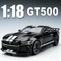 1:18 Mustang GT500 Accord Alloy Cars Diecast Models Toys 4 Doors Opened with Sound Light Pull Back Vehices Kids Birthday Present