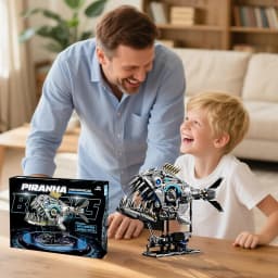 1085Pcs MOC Technical Mechanical Piranha Building Blocks Assembling Fish Bricks Model Toys for Boy Christmas Birthday Gift Set