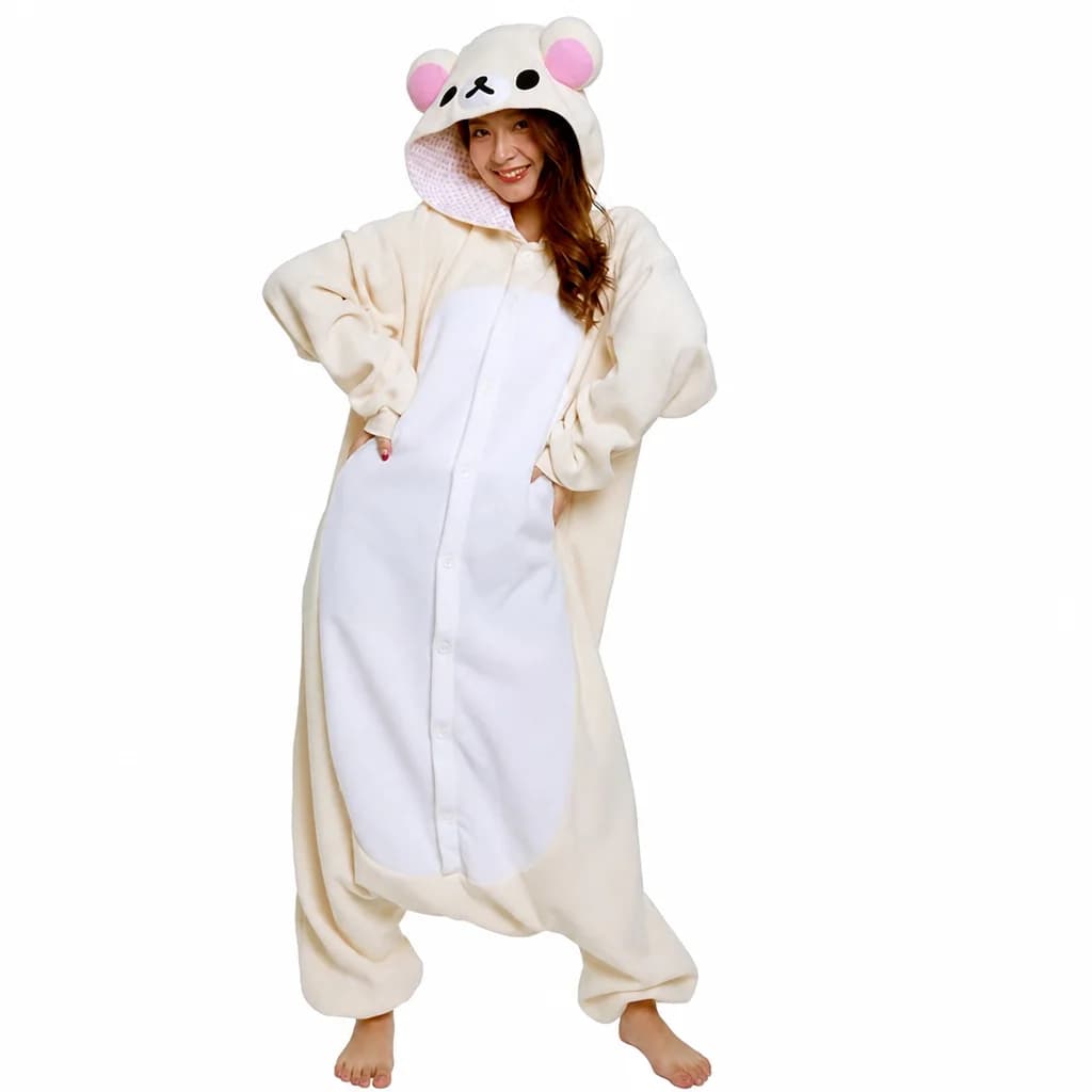 Kawaii Rilakkuma Kigurumi, Bear Sister Adult Anime Jumpsuit Pajamas, Cute Cartoon Character Anime Peripheral Loungewear