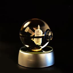 Pokemon 3D Crystal Ball Pikachu Gengar Mew Mewtwo Figurines Lamp Base Pokeball 3D Pokemon Glass Ball Statue Birthday Gift