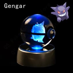 Pokemon 3D Crystal Ball Pikachu Gengar Mew Mewtwo Figurines Lamp Base Pokeball 3D Pokemon Glass Ball Statue Birthday Gift