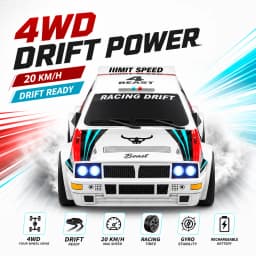 1:24 Remote Control Car Racing Mode 20Km/H Collision Resistant Drift Stunt Car Replaceable Tires Taillights 4Wd Toy Car