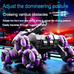 4-6 Wheel Stunt RC Car 2.4G Transformable Robot Tank Toy with LED Light Rotating Drift for Boys And Girls Outdoor Playtime Gift