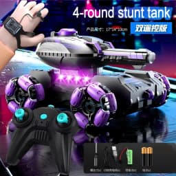 4-6 Wheel Stunt RC Car 2.4G Transformable Robot Tank Toy with LED Light Rotating Drift for Boys And Girls Outdoor Playtime Gift