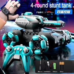 4-6 Wheel Stunt RC Car 2.4G Transformable Robot Tank Toy with LED Light Rotating Drift for Boys And Girls Outdoor Playtime Gift
