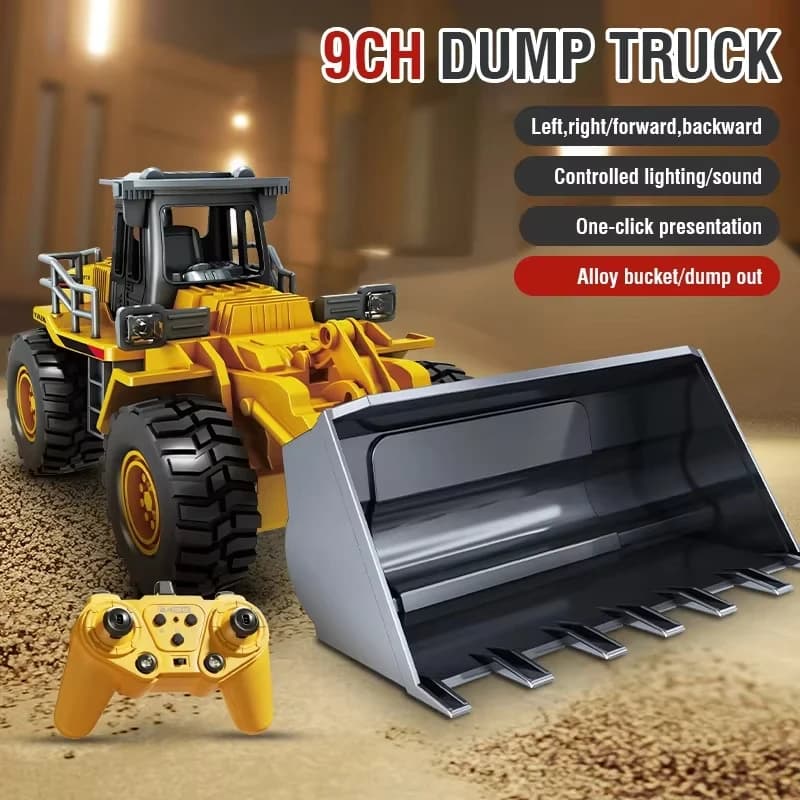 9CH Alloy Remote Control Excavator Bulldozer Dump Truck Simulate Engineering Vehicle Toy RC Trucks Model Children Toy Kids Gifts