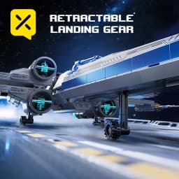 X-Wing Space Fighter Building Blocks Set Mechanical Linkage Wings Retractable Landing Gear LED Light Bricks with Pilot for Kids