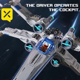 X-Wing Space Fighter Building Blocks Set Mechanical Linkage Wings Retractable Landing Gear LED Light Bricks with Pilot for Kids
