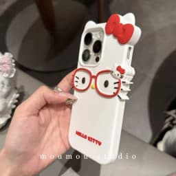 New 3D Glasses Cat Pattern Cartoon Character iPhone Silicone Phone Case 17 Pro Max 16 Plus 15 Plus 14 13 Girls' Festival Gift