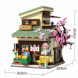 Cada LED City Japanese Street View Bricks Shop LED Japanese Steamed Bun House Architecture Building Blocks Summer Cafe Toys