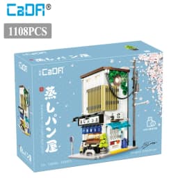 Cada LED City Japanese Street View Bricks Shop LED Japanese Steamed Bun House Architecture Building Blocks Summer Cafe Toys