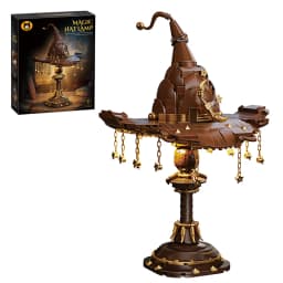 698Pcs Wizard Hat Building Blocks Set with Light Table Lamp DIY Potter Brick Toys Home Decoration Birthday Gift for Kids Adult