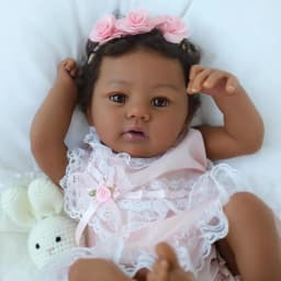 NPK 18inch Lifelike Reborn Doll Abigail Dark Skin Tone Soft Touch Cuddly Body Doll with 3D Painted Skin And Visible Veins