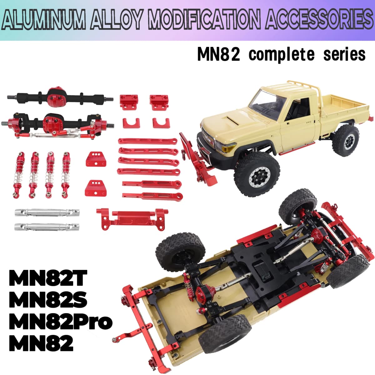 Metal Front and Rear Axle Rear Pull Rod Kit for MN Model 1/12 MN82T LC79 MN82S MN82Pro MN82 Remote Control Car Accessories