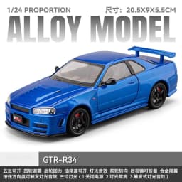 1:24 SKYLINE R34 Sports Car Alloy Model Car Diecast Metal Vehicle Sound&Light Collectible Toy Gifts