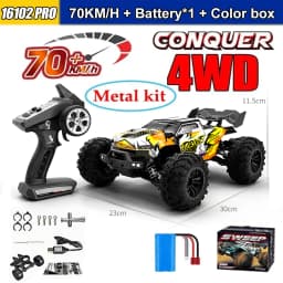 Wltoys 16101Pro 16102Pro Rc Car 4X4 70Km/H High Speed Brushless Motor Rc Monster Truck Metal Transmission Esc Ipx4 Off-Road 2.4g Remote Control Car Professional Racing Cars Toy for Adults