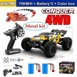 Wltoys 16101Pro 16102Pro Rc Car 4X4 70Km/H High Speed Brushless Motor Rc Monster Truck Metal Transmission Esc Ipx4 Off-Road 2.4g Remote Control Car Professional Racing Cars Toy for Adults