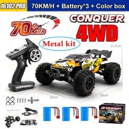 Wltoys 16101Pro 16102Pro Rc Car 4X4 70Km/H High Speed Brushless Motor Rc Monster Truck Metal Transmission Esc Ipx4 Off-Road 2.4g Remote Control Car Professional Racing Cars Toy for Adults