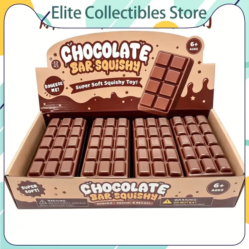 12pcs/box Case Chocolate Butter Stick & Chocolate Bar Squishy Toy Slow Rising PU Stress Relief Decompression Fidget for Adults
