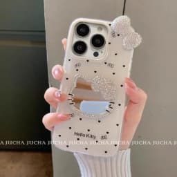 3D bow cartoon cat mobile phone case suitable for iPhone 17 Promax women's iPhone 16 mirror 15 Pro 14 transparent protective cas