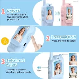 Video Walkie Talkies for Kids 2 Pack Rechargeable Toddler Toys for Indoor Camping Travel Birthday Gfits for Kids Ages 3-12
