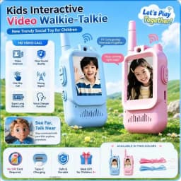 Video Walkie Talkies for Kids 2 Pack Rechargeable Toddler Toys for Indoor Camping Travel Birthday Gfits for Kids Ages 3-12