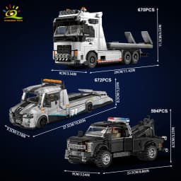 HUIQIBAO MOC Tow Truck Model Building Blocks City Trailer Bricks Toy for Kids Boy Gift Children Adult Car Set Home Decoration