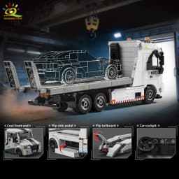HUIQIBAO MOC Tow Truck Model Building Blocks City Trailer Bricks Toy for Kids Boy Gift Children Adult Car Set Home Decoration