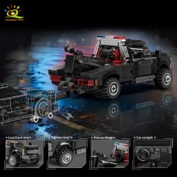HUIQIBAO MOC Tow Truck Model Building Blocks City Trailer Bricks Toy for Kids Boy Gift Children Adult Car Set Home Decoration