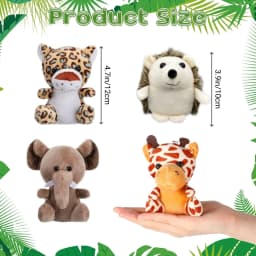 12-36 PCS Small Safari Stuffed Animals Bulk 12cm Jungle Animal Mini Plush Toys for Party Favors Birthday Baby Shower Gift Bags