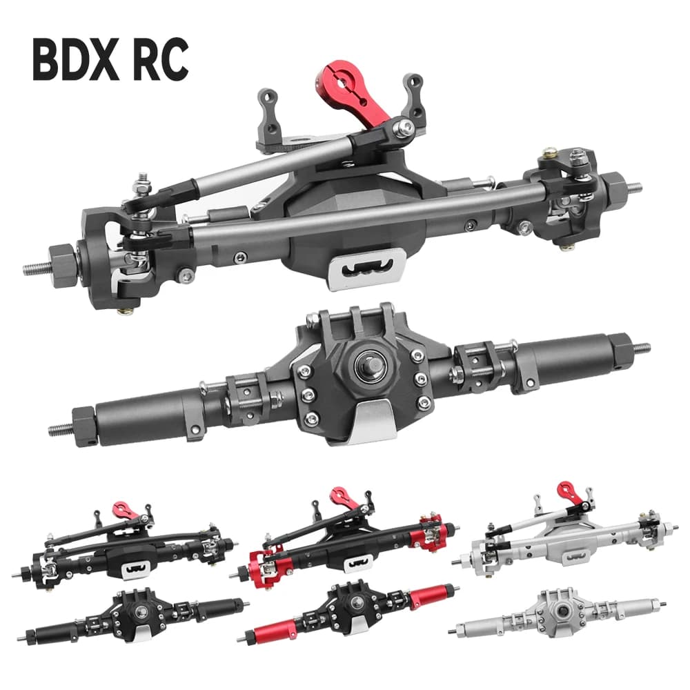 CNC Aluminum Diamond-Shaped Aluminum Alloy Complete Front & Rear Axle for 1/10 RC Crawler Truck Axial SCX10 II 90046 90047