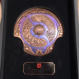 DOTA2 TI10 Aegis of Champions Metal Shield Double‑Sided Engraved with Display Box Collectible Gift for Dota2 Fans