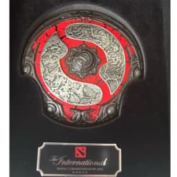 DOTA2 TI10 Aegis of Champions Metal Shield Double‑Sided Engraved with Display Box Collectible Gift for Dota2 Fans