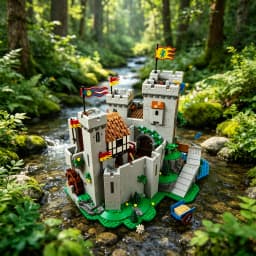 MOC Medieval Lion Knight Castle Building Blocks Modular Fortress Model Collection Display Bricks, Adult Lovers Gift