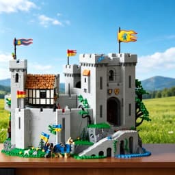 MOC Medieval Lion Knight Castle Building Blocks Modular Fortress Model Collection Display Bricks, Adult Lovers Gift