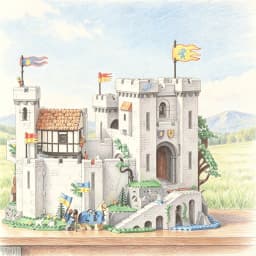 MOC Medieval Lion Knight Castle Building Blocks Modular Fortress Model Collection Display Bricks, Adult Lovers Gift