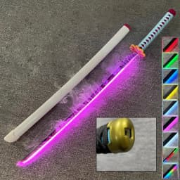 40in Demon Slayer Agatsuma Zenitsu Katana LED Mist Original Sabre Vapor Cosplay Accessories Prop Wood Schwert Vapour Toy Gift