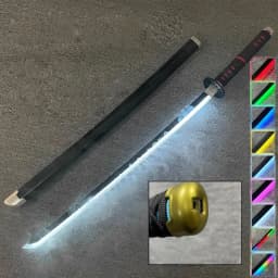 40in Demon Slayer Agatsuma Zenitsu Katana LED Mist Original Sabre Vapor Cosplay Accessories Prop Wood Schwert Vapour Toy Gift