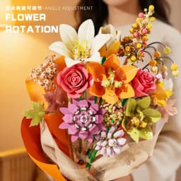 Ceremony Flowers Building Blocks Set Botanical Collection Rose Bouquet Bricks Puzzle Hobbies Girl's Gift Flower Holiday Gift