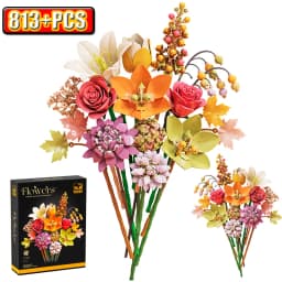 Ceremony Flowers Building Blocks Set Botanical Collection Rose Bouquet Bricks Puzzle Hobbies Girl's Gift Flower Holiday Gift
